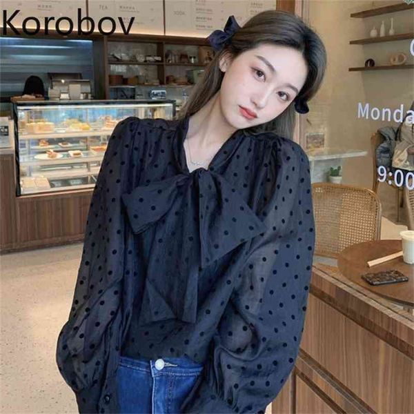 korobov korean chic women chiffon blouses vintage polka dot long sleeve female shirts new office lady blusas mujer 210430, White
korobov korean chic women chiffon blouses vintage polka dot long sleeve female shirts new office lady blusas mujer 210430, White