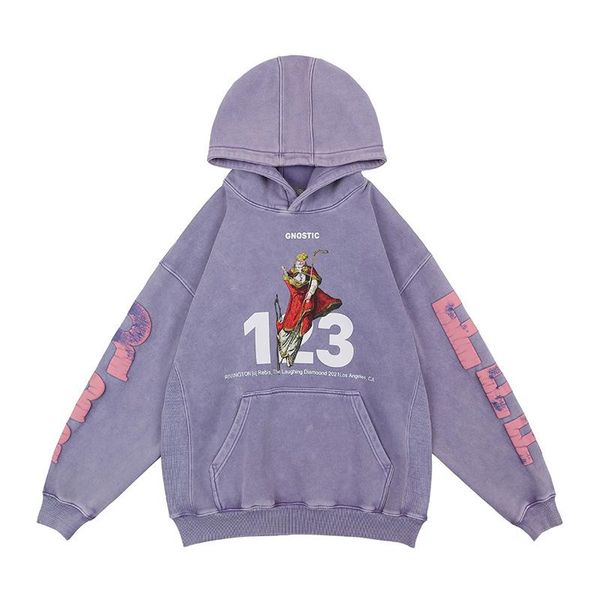 men's hoodies & sweatshirts high street vintage vibe washed with hand-washed old foamed print hoodie, Black
men's hoodies & sweatshirts high street vintage vibe washed with hand-washed old foamed print hoodie, Black