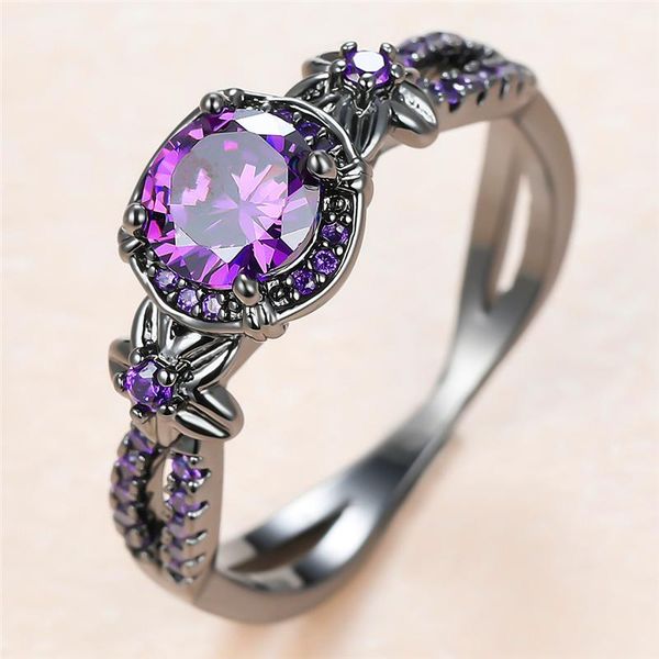 Vintage Female Purple Crystal Stone Ring Charm 14KT Black Gold Wedding Rings For Women Dainty Bride Flower Engagement, Slivery;golden
Vintage Female Purple Crystal Stone Ring Charm 14KT Black Gold Wedding Rings For Women Dainty Bride Flower Engagement, Slivery;golden