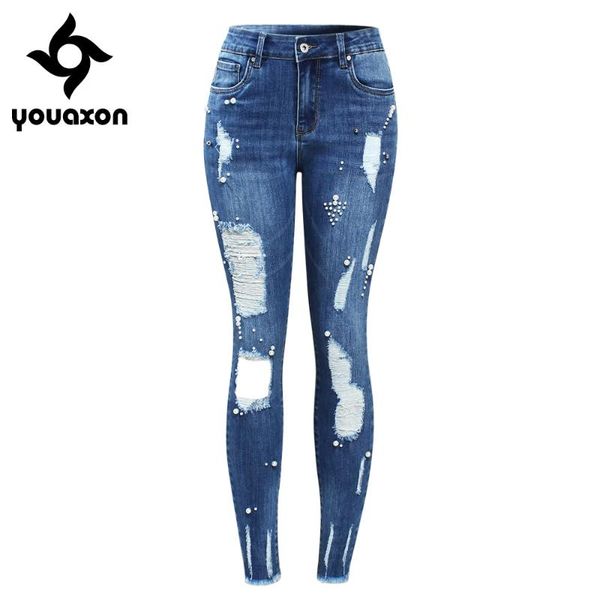 women's jeans 2181 youaxon eu size woman ripped with beads women`s plus stretchy torn denim pants jean femme skinny for women, Blue
women's jeans 2181 youaxon eu size woman ripped with beads women`s plus stretchy torn denim pants jean femme skinny for women, Blue