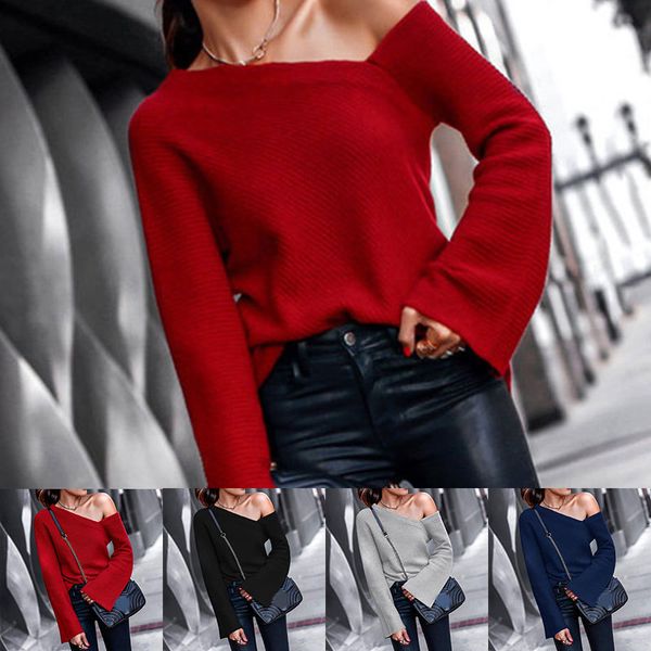 women's sweaters knitted off shoulder pullovers sweater for women fashion casual long sleeve loose jumper autumn winter street, White;black
women's sweaters knitted off shoulder pullovers sweater for women fashion casual long sleeve loose jumper autumn winter street, White;black