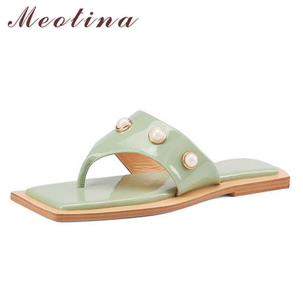 meotina women slippers shoes pleated leather sandals flip flop slides flat sandals square toe ladies footwear green fashion 210608, Black
meotina women slippers shoes pleated leather sandals flip flop slides flat sandals square toe ladies footwear green fashion 210608, Black