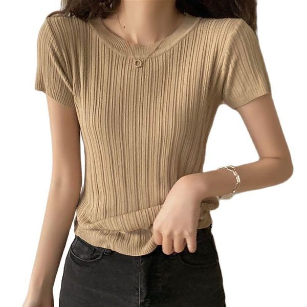 summer clothes for women thin knitted t-shirt femme t shirt womens 2021 short sleeve o-neck elasticity woman tshirts khaki women's, White
summer clothes for women thin knitted t-shirt femme t shirt womens 2021 short sleeve o-neck elasticity woman tshirts khaki women's, White