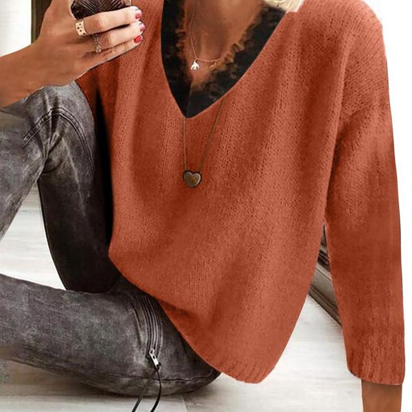 women's sweaters sweater solid color lace v-neck long-sleeved pullover women loose casual female winter clothes#8, White;black
women's sweaters sweater solid color lace v-neck long-sleeved pullover women loose casual female winter clothes#8, White;black