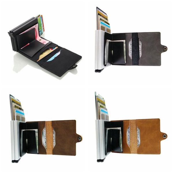 card holders 1 piece pu leather aluminum american european style wallet occident holder case, Brown;gray
card holders 1 piece pu leather aluminum american european style wallet occident holder case, Brown;gray