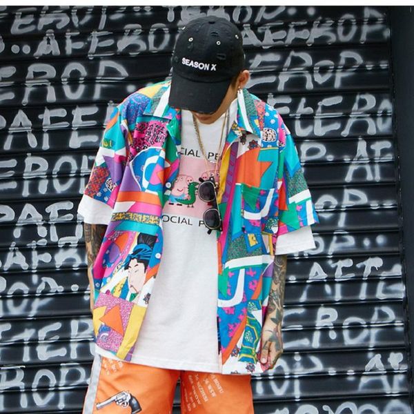 men loose hip hop shirt harajuku japanese ukiyo e anime short sleeve hawaiian casual streetwear thin summer men's shirts, White;black
men loose hip hop shirt harajuku japanese ukiyo e anime short sleeve hawaiian casual streetwear thin summer men's shirts, White;black