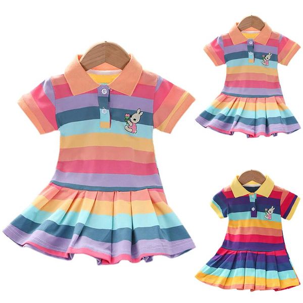 girl's dresses children toddler kids baby girls striped multicolored print short sleeves dress ruffle t-shirt summer casual outwear clo, Red;yellow
girl's dresses children toddler kids baby girls striped multicolored print short sleeves dress ruffle t-shirt summer casual outwear clo, Red;yellow