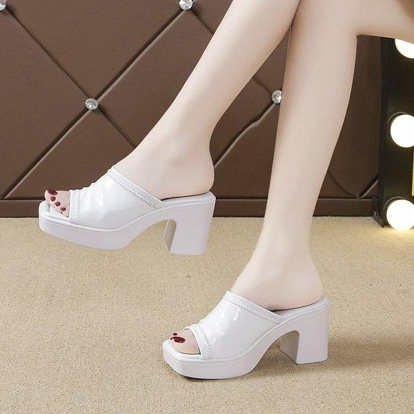 dress shoes women high heels slippers pu leather open toe platform sandals mules talons feminino ladies elegant chaussure half slides, Black
dress shoes women high heels slippers pu leather open toe platform sandals mules talons feminino ladies elegant chaussure half slides, Black