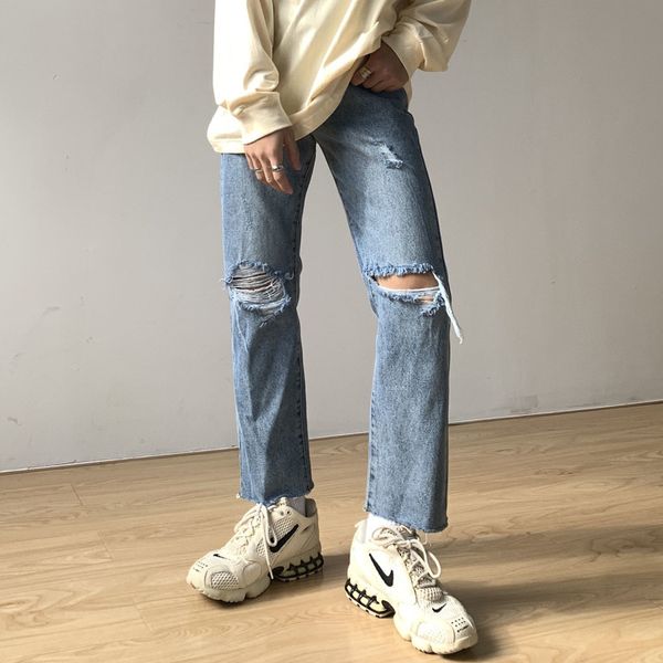 men's jeans men broken hole straight slim fit vintage fashion casual ankle-length trousers streetwear denim pants male vibe i40o, Blue
men's jeans men broken hole straight slim fit vintage fashion casual ankle-length trousers streetwear denim pants male vibe i40o, Blue