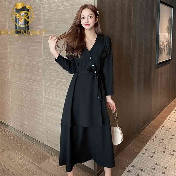 spring and autumn women v-neck dress fashion temperament irregular button slim frenulum chiffon 210520, Black;gray
spring and autumn women v-neck dress fashion temperament irregular button slim frenulum chiffon 210520, Black;gray