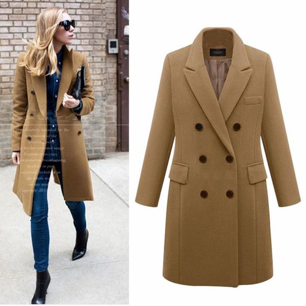 women's wool & blends mandylandy autumn and winter trench coats long section jackets woolen coat double breasted outwear, Black
women's wool & blends mandylandy autumn and winter trench coats long section jackets woolen coat double breasted outwear, Black