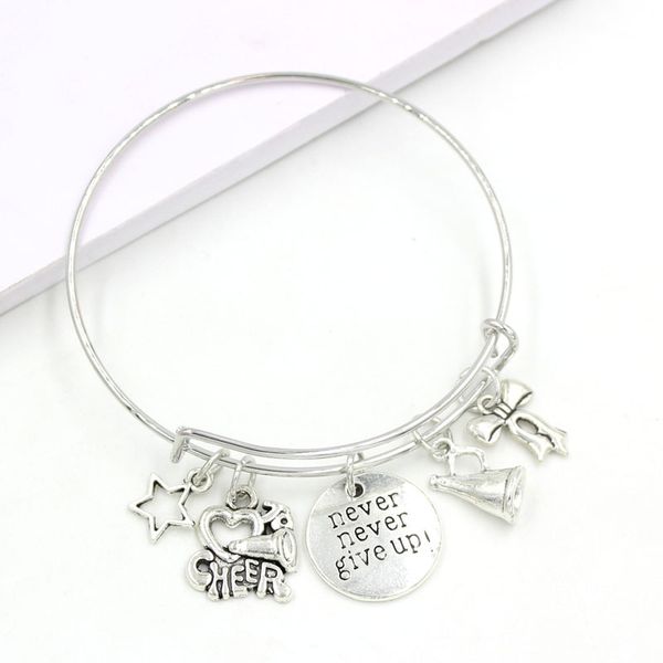 2021 wholesale i love to cheer charm bracelets adjustable expandable wire bangle and bracelet for women jewelry cheerleader gifts, Golden;silver
2021 wholesale i love to cheer charm bracelets adjustable expandable wire bangle and bracelet for women jewelry cheerleader gifts, Golden;silver