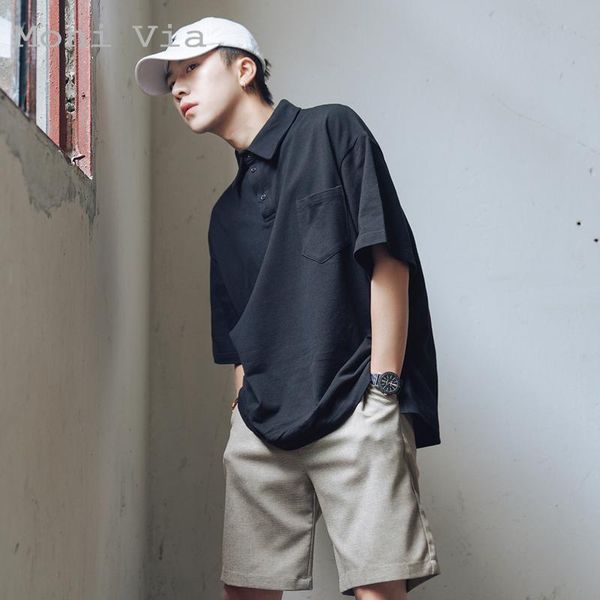 men's polos summer solid color shirt harajuku half-sleeve loose for men japan style mens casual streetwear male clothes, White;black
men's polos summer solid color shirt harajuku half-sleeve loose for men japan style mens casual streetwear male clothes, White;black