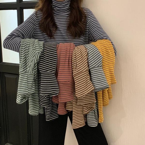 women's t-shirt high-neck striped 2021 autumn winter self-cultivation outerwear lazy style retro bottoming shirt ladies top, White
women's t-shirt high-neck striped 2021 autumn winter self-cultivation outerwear lazy style retro bottoming shirt ladies top, White