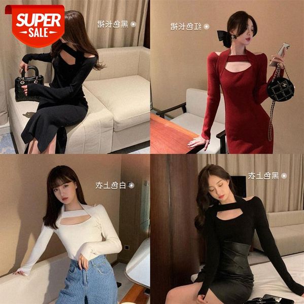 wear ""drunken rose"" & feminine halterneck knit + slit long skirt #jy7f, White;black
wear ""drunken rose"" & feminine halterneck knit + slit long skirt #jy7f, White;black