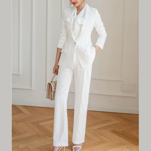 women's two piece pants autumn spring arrival suits business women 2-piece set blazer elegant office ladies uniform work, White
women's two piece pants autumn spring arrival suits business women 2-piece set blazer elegant office ladies uniform work, White