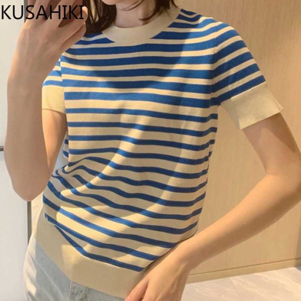 kusahiki ice silk knitted stripe graphic t shirts korean short sleeve o-neck woman tshirts summer ausal pullover 6j377 210602, White
kusahiki ice silk knitted stripe graphic t shirts korean short sleeve o-neck woman tshirts summer ausal pullover 6j377 210602, White