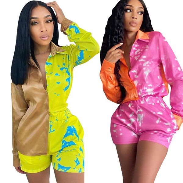 women's tracksuits tie dye two piece set long sleeve button t shirt biker shorts for women summer outfits loungewear matching sets, Gray
women's tracksuits tie dye two piece set long sleeve button t shirt biker shorts for women summer outfits loungewear matching sets, Gray
