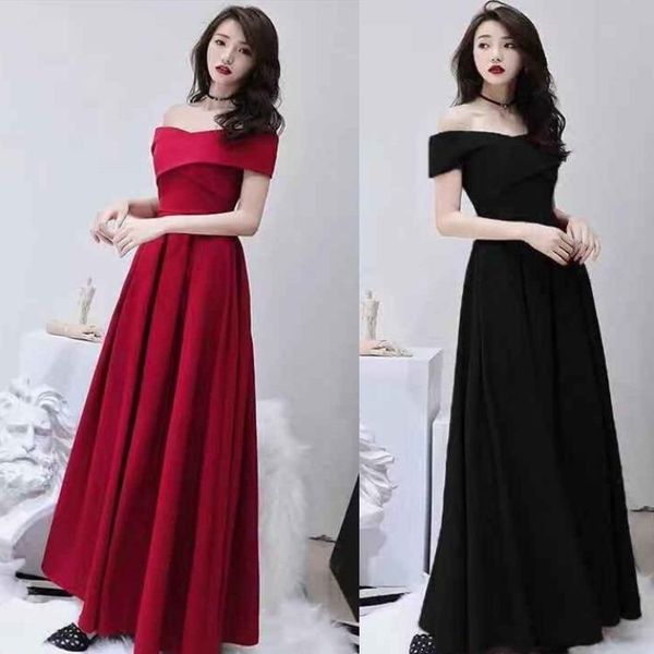 party dresses toast dress bride wedding appreciation banquet temperament cross shoulder annual meeting performance host skirt., White;black
party dresses toast dress bride wedding appreciation banquet temperament cross shoulder annual meeting performance host skirt., White;black