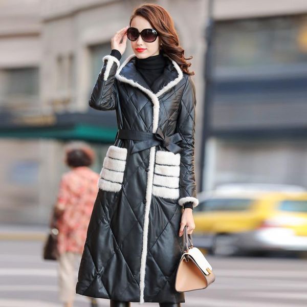 women's leather & faux jacket winter coat women clothes 2021 collar warm long down genuine sheepskin my4447, Black
women's leather & faux jacket winter coat women clothes 2021 collar warm long down genuine sheepskin my4447, Black
