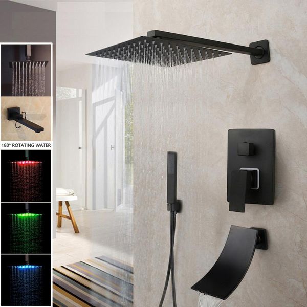 8/16 inch matte black rainfall shower faucet tub led bathtub rain square head waterfall spray set bathroom sets
8/16 inch matte black rainfall shower faucet tub led bathtub rain square head waterfall spray set bathroom sets