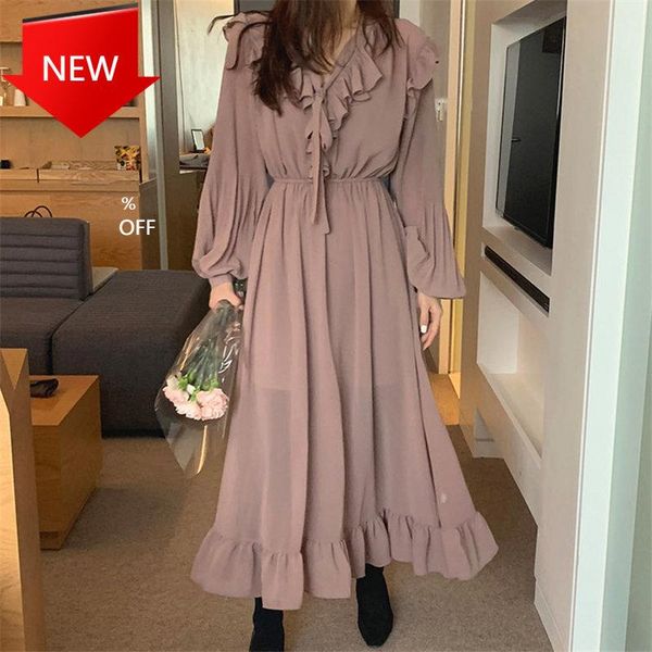 casual dresses gentle sweet female all match high street fashion vintage elegant long french retro chiffon ruffles chic, Black;gray
casual dresses gentle sweet female all match high street fashion vintage elegant long french retro chiffon ruffles chic, Black;gray
