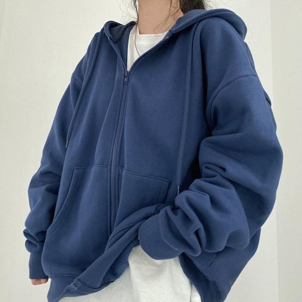women's hoodies & sweatshirts autumn winter harajuku fleece women korean simple hooded drop shoulder loose zip-up thick warm for studen, Black
women's hoodies & sweatshirts autumn winter harajuku fleece women korean simple hooded drop shoulder loose zip-up thick warm for studen, Black
