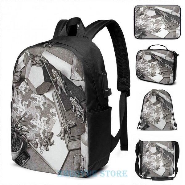 backpack funny graphic print escher usb charge men school bags women bag travel laptop
backpack funny graphic print escher usb charge men school bags women bag travel laptop