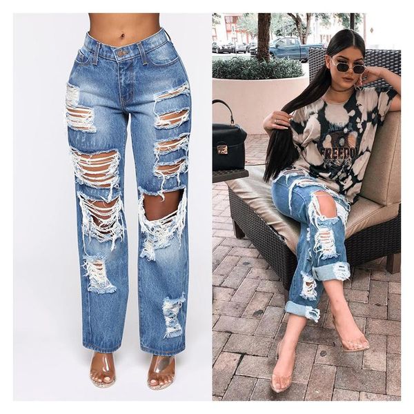 ripped fashion pants hole thin washed women's jeans enim slim elasticity skinny solid color vintage femme, Blue
ripped fashion pants hole thin washed women's jeans enim slim elasticity skinny solid color vintage femme, Blue