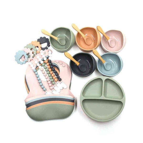 children's tableware silicone food plates spoon teether set safe waterproof bib baby sucker bowl bpa feeding accessories g1210
children's tableware silicone food plates spoon teether set safe waterproof bib baby sucker bowl bpa feeding accessories g1210