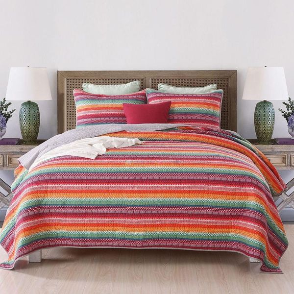 rainbow stripe quilt set 3pcs bohemian bedspreads for bed cotton quilts with 2 pillowcase blanket queen size all season comforters & sets
rainbow stripe quilt set 3pcs bohemian bedspreads for bed cotton quilts with 2 pillowcase blanket queen size all season comforters & sets