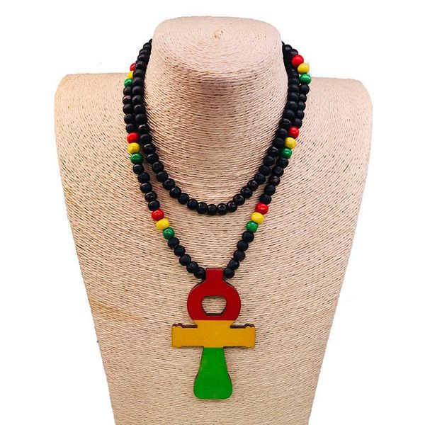 pendant necklaces africa ankh rasta color wooden necklace for men, Silver
pendant necklaces africa ankh rasta color wooden necklace for men, Silver