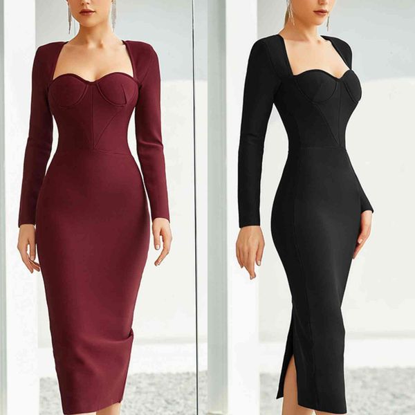 party dresses european and american high-quality stars with bandages long-sleeved party dress qtm5, White;black
party dresses european and american high-quality stars with bandages long-sleeved party dress qtm5, White;black