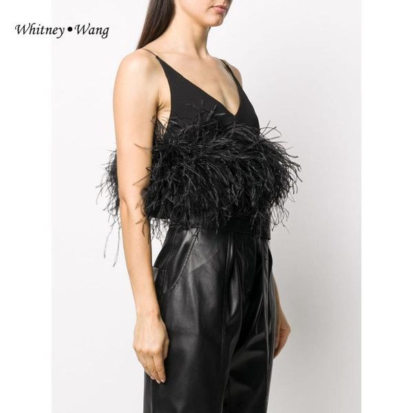 women's blouses & shirts whitney wang 2021 fashion streetwear v-neck puffy feathers spaghetti strap blouse women party, White
women's blouses & shirts whitney wang 2021 fashion streetwear v-neck puffy feathers spaghetti strap blouse women party, White