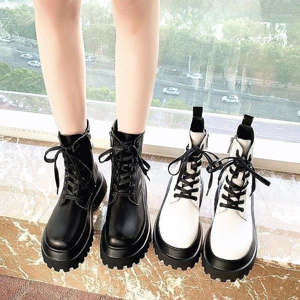 boots black motorcycle women's autumn winter 2021 thin lace up, thick round head, medium boots, knight1
boots black motorcycle women's autumn winter 2021 thin lace up, thick round head, medium boots, knight1