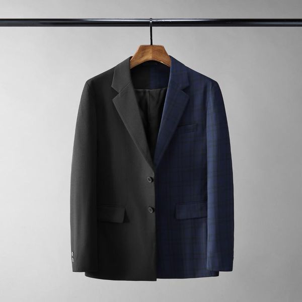 men's suits & blazers spring autumn black mens blazer luxury plaids splicing single breasted male fashion loose casual party man, White;black
men's suits & blazers spring autumn black mens blazer luxury plaids splicing single breasted male fashion loose casual party man, White;black