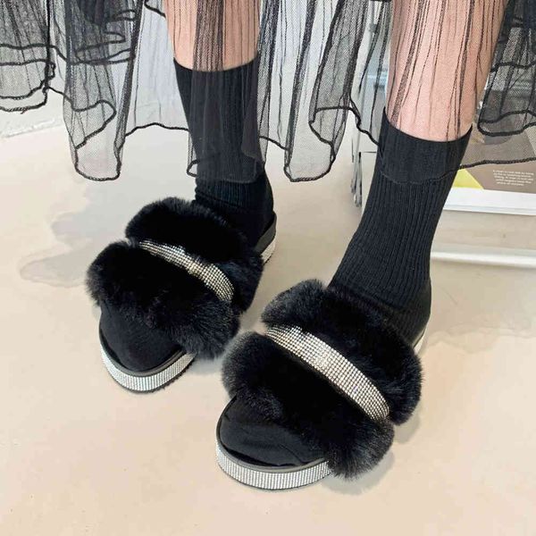 leisure rhintone decor women fur slippers open toe ladi platform sho solid outside wedg heel ffy female, Black
leisure rhintone decor women fur slippers open toe ladi platform sho solid outside wedg heel ffy female, Black