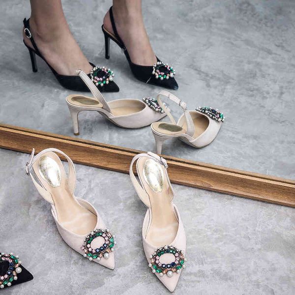 slippers 2021 summer pointed toe banquet dress sandals female stiletto heels with wild hollow pearl buckle bridal single wedding s, Black
slippers 2021 summer pointed toe banquet dress sandals female stiletto heels with wild hollow pearl buckle bridal single wedding s, Black