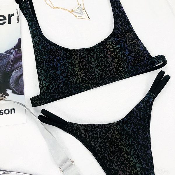women's swimwear 2021 colorful luminous fabric bikini female swimsuit women two-pieces set, White;black
women's swimwear 2021 colorful luminous fabric bikini female swimsuit women two-pieces set, White;black