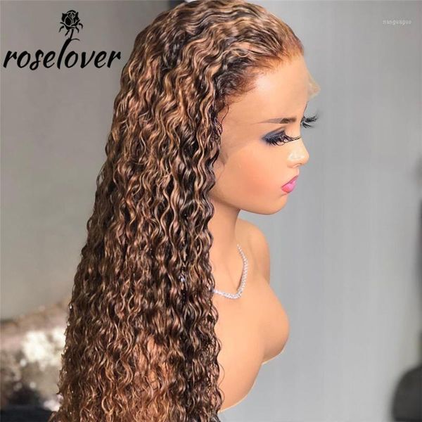 colored highlight honey blonde human hair lace frontal wigs water wave wig pre plucked brazilian bleach knots for women1, Black;brown
colored highlight honey blonde human hair lace frontal wigs water wave wig pre plucked brazilian bleach knots for women1, Black;brown