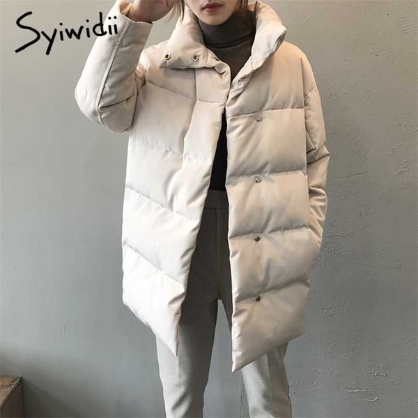 syiwidii winter jacket women thicken warm ladies long coats fashion stand collar single breasted oversized loose outerwear 211108, Black
syiwidii winter jacket women thicken warm ladies long coats fashion stand collar single breasted oversized loose outerwear 211108, Black