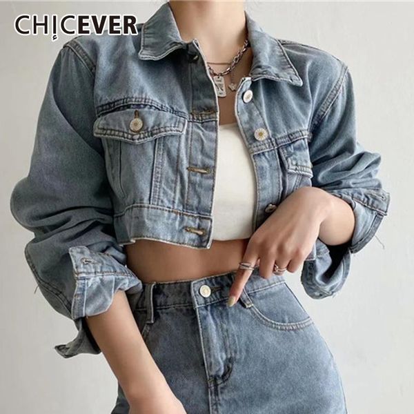 women's jackets chicever casual patchwork denim coat for women lapel long sleeve minimalist jacket female spring fashion clothing 2021, Black;brown
women's jackets chicever casual patchwork denim coat for women lapel long sleeve minimalist jacket female spring fashion clothing 2021, Black;brown