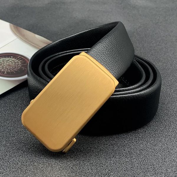 belts automatic buckle men's leather belt business imitation copper casual pants, Black;brown 
belts automatic buckle men's leather belt business imitation copper casual pants, Black;brown