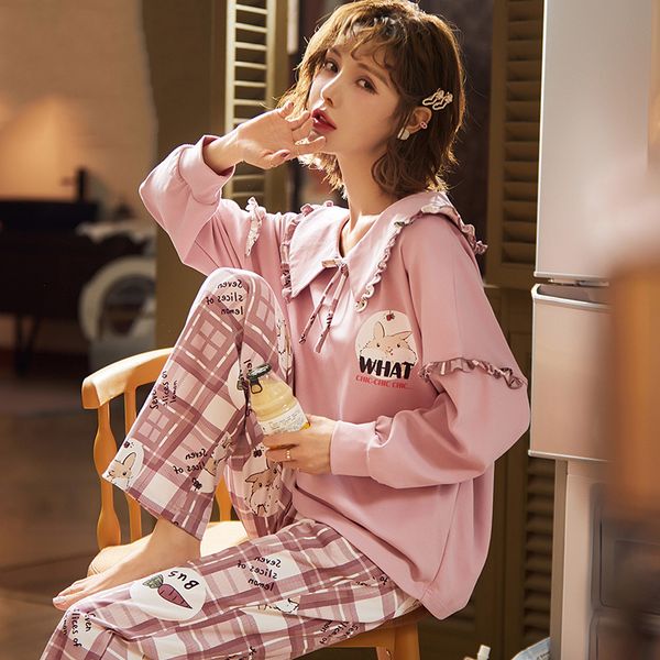 lady pajamas spring autumn cotton long sleeves with trousers pajamas set leisure home daily bathing pajamas two-piece set, Black;red
lady pajamas spring autumn cotton long sleeves with trousers pajamas set leisure home daily bathing pajamas two-piece set, Black;red