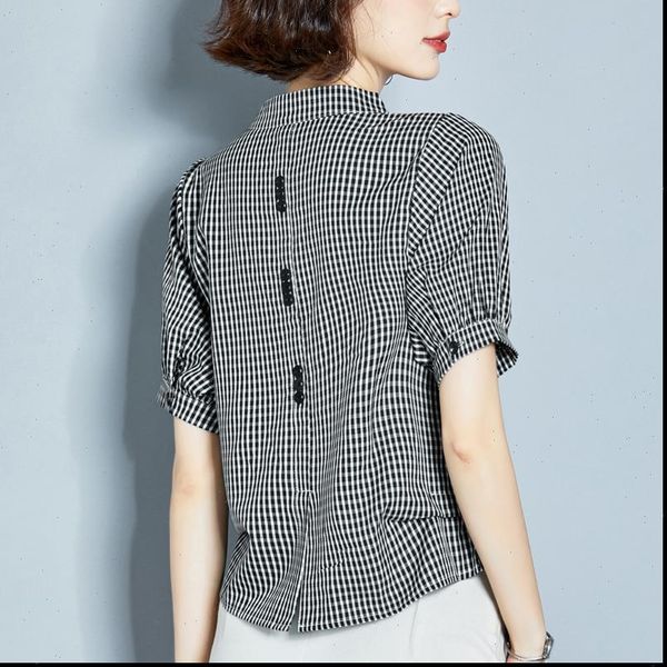 spring summer style chiffon women shirts casual short lantern sleeve plaid printed v neck blusas zz0814, White
spring summer style chiffon women shirts casual short lantern sleeve plaid printed v neck blusas zz0814, White