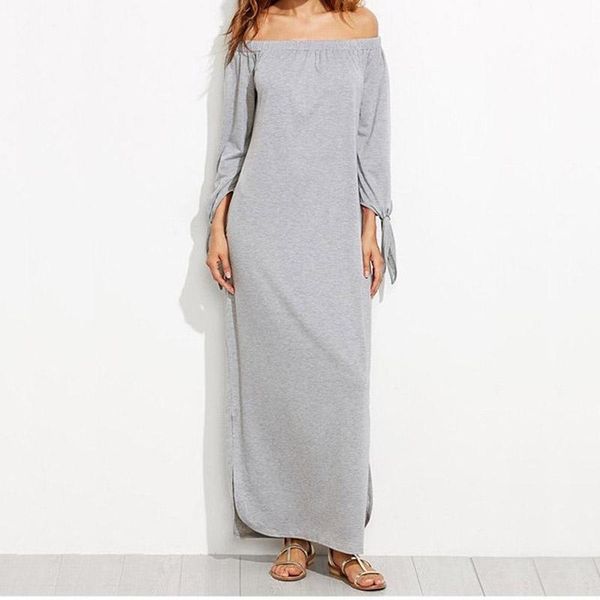 split solid color long dress women casual off shoulder lace up spring autumn sleeve loose dresses, Black;gray
split solid color long dress women casual off shoulder lace up spring autumn sleeve loose dresses, Black;gray