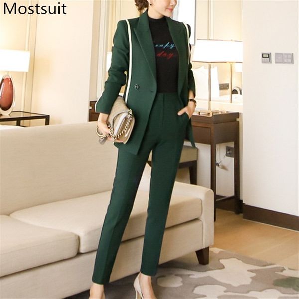 green korean office two piece suit set women color-blocked blazer + pants outfits elegant workwear female slim 210518, White
green korean office two piece suit set women color-blocked blazer + pants outfits elegant workwear female slim 210518, White