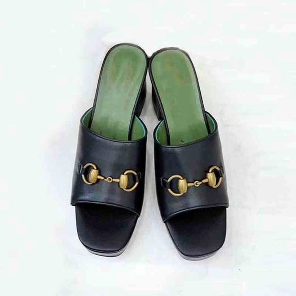 slippers classic designer women's sandal half slippers cowhide 100% leather thick heel metal slide women'shoes beach lazy sandals, Black
slippers classic designer women's sandal half slippers cowhide 100% leather thick heel metal slide women'shoes beach lazy sandals, Black