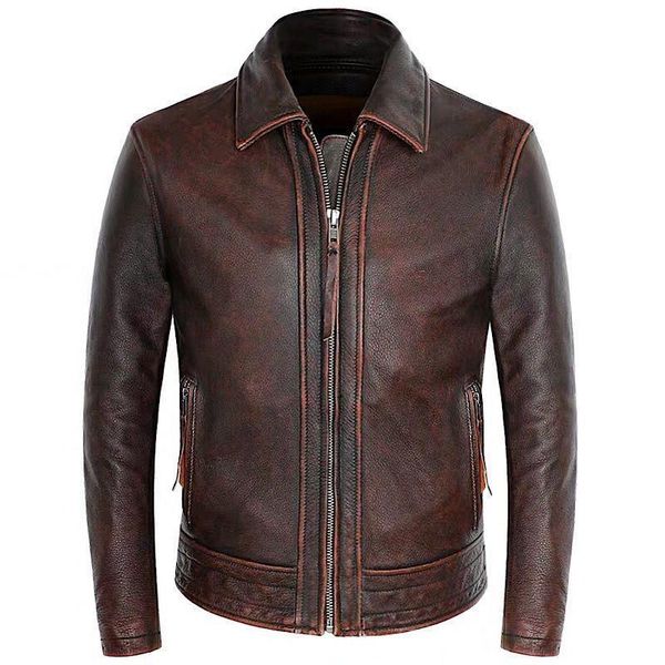 men's jackets style genuine leather jacket vintage brown cowhide coat men fashion biker plus size sales, Black;brown
men's jackets style genuine leather jacket vintage brown cowhide coat men fashion biker plus size sales, Black;brown
