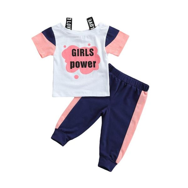 pieces kids suit set, girls letter print o-neck short sleeve with straps+ trousers for summer, pink, 6 months-4 years clothing sets, White 
pieces kids suit set, girls letter print o-neck short sleeve with straps+ trousers for summer, pink, 6 months-4 years clothing sets, White